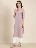 Women Lavender Embellished Straight Kurta-SKC-1237-Lavender