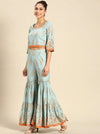 Crop top with sharara in Light Blue