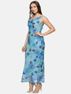 Floral Blue Cowl Neck Slip Dress-17365