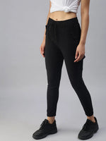 Women's Black Solid Joggers Track Pant-AN-9015-Black