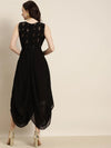 Women Black Sleeveless Foil Dhoti Dress