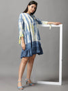 Women's White Tie Dye Fit and Flare Dress-GW-3291-White