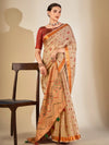 Saree Mall Women's Cotton Blend Beige Woven Design Designer Saree With Blouse Piece-MYSHA82303