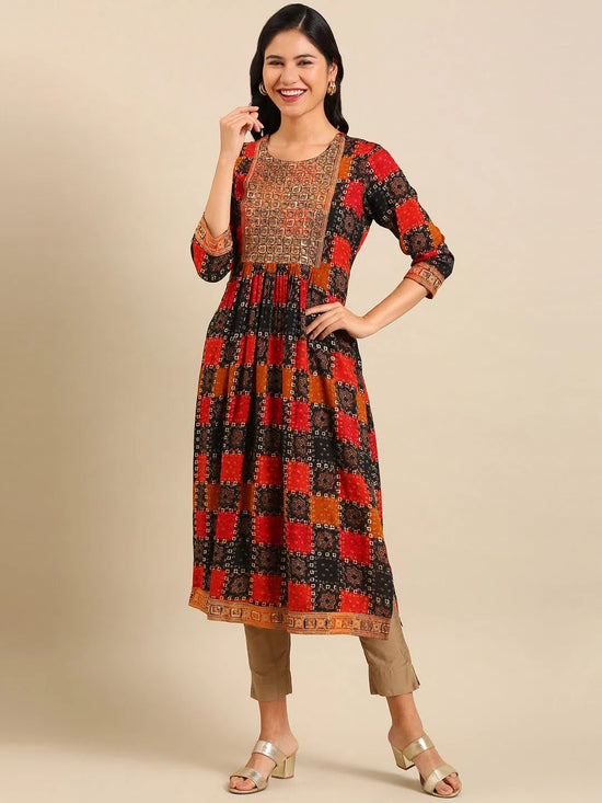 Women's Multicolour Printed Anarkali Kurta-GW-3423-Multi