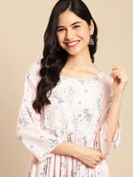 Women's Pink Printed A-Line Kurta-RF-1505-Peach