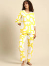 Kurta Pyjama nightwear Set in Yellow Print