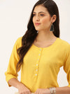 Women's Yellow Solid Straight Kurta-DF-1195-Mustard