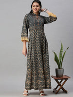 Women's Green Printed Anarkali Kurta-BCCK687-Green