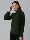 Women's Solid Olive Top-AE-7024-Olive