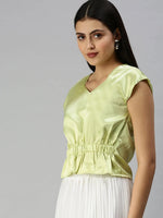 Women's Lime Green Tropical Top-AE-10216-Limegreen