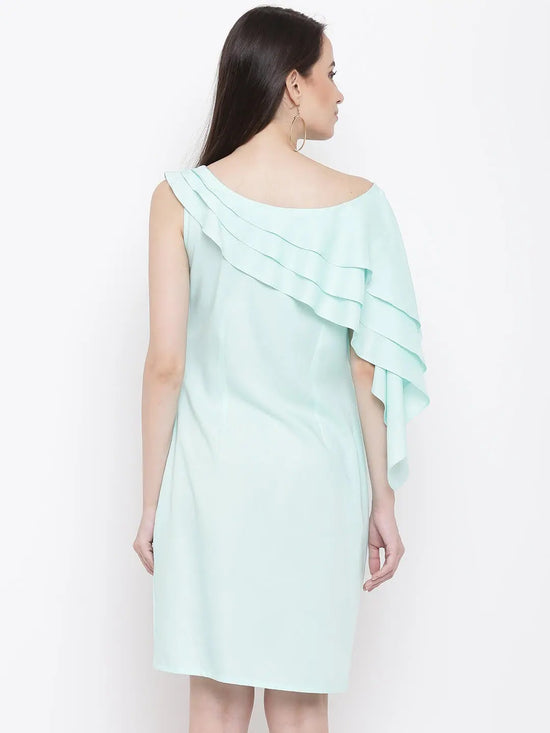 Triple layer Assymetric frill dress in Sky Blue