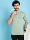 Venitian Men Double Mercerised 3 Pocket Cargo Green Polo Neck T-Shirt for Men