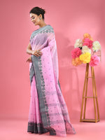 Bubbegum Pink Pure Cotton Tant Saree With Woven Designs-MA51TT43480079