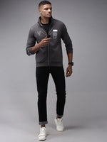 Men Grey Solid Sweatshirt-OTSS-31-Grey