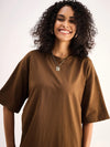 Women Brown Oversized T-Shirt Dress