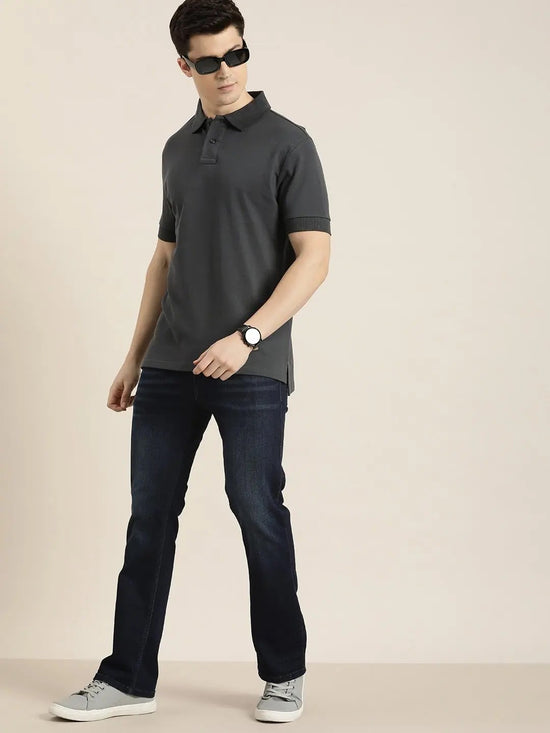 Dillinger Grey Solid Regular Polo T-shirt-DLPOL003DKG-S