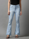 Women's Blue Solid Bootcut Denim Jeans-GZ-5277-1-Blue