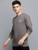 Men Grey Solid Casual Sweatshirt-BP-1421-Grey