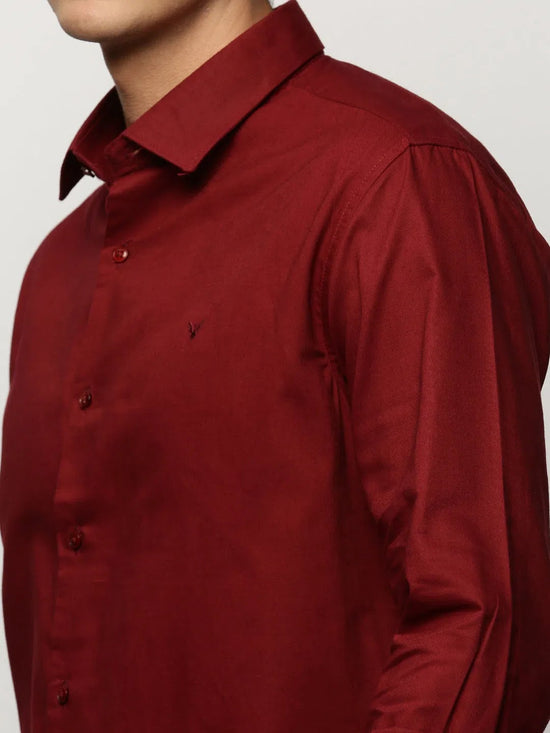 Men Maroon Solid Shirt-FAVORPLAIN-193-Maroon