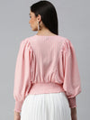 Women's Striped Peach Top-AE-10172-Peachwhite