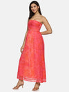 Floral Pink Front Gathered Maxi Dress-17348