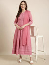 Women Anarkali Pink Embellished Kurta Comes with Dupatta & Detachable Inner Lining-UB-2449-Pink