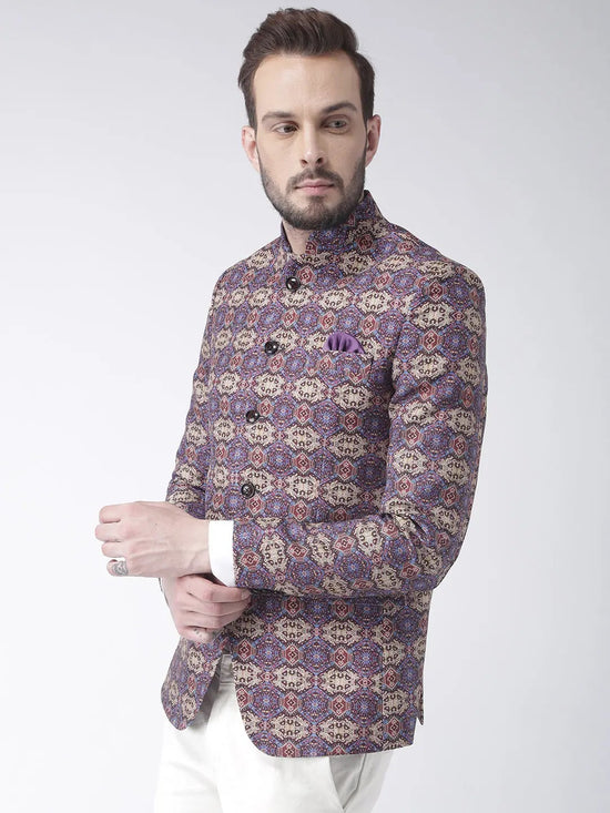 Hangup Men Standard Printed Men Formalwear-D385ButtonBlazer