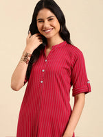 Women's Magenta Striped Kurta Set-SKC-7915-Magenta