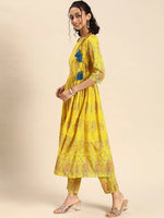 Anghrakha style Kurta with palazzo in Yellow