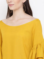 Triple Layered bell Sleeve shift dress in Mustard