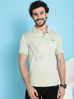 Venitian Men All Over Printed Olive Premium Cotton Polo Neck T-shirt