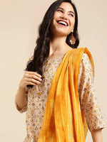 Women's Yellow Printed Kurta Set-FS-1055-Yellow