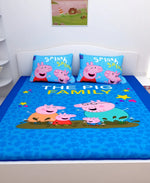 Athom Living The Pig Family Peppa Pig Digital Printed Cotton Kids Double Bedsheet 270x270 cm with 2 Pillow Cover-PEP-03-243-D