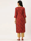 Women's Red Printed Straight Kurtas-AT-A418-K-Red