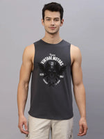 Rigo Dark Grey Printed Sleeveless Round Neck T-Shirt Vest