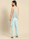 Asymmetric drape jumpsuit in Powder Blue