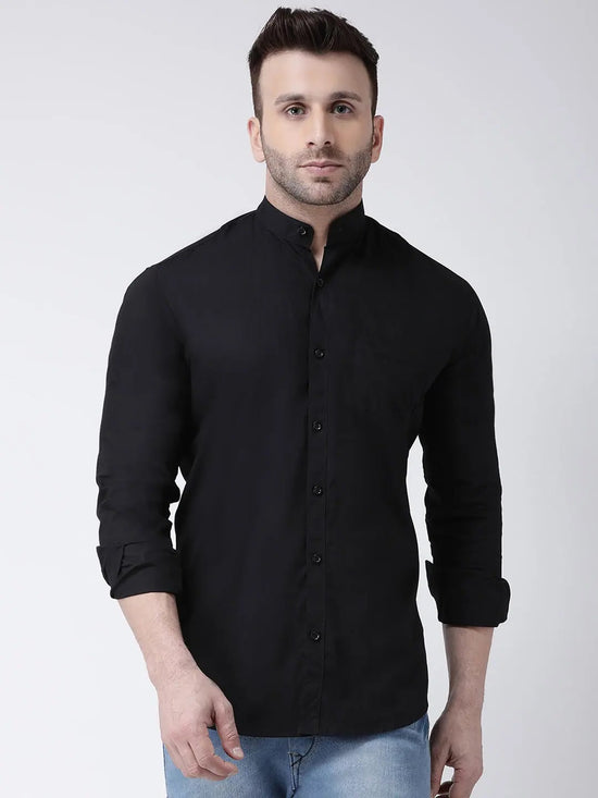 Hangup Men Slim Solid Shirts-BenBlackShirt