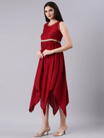 Women Maroon Solid Fit and Flare Dress-RE-SKF-207-Maroon