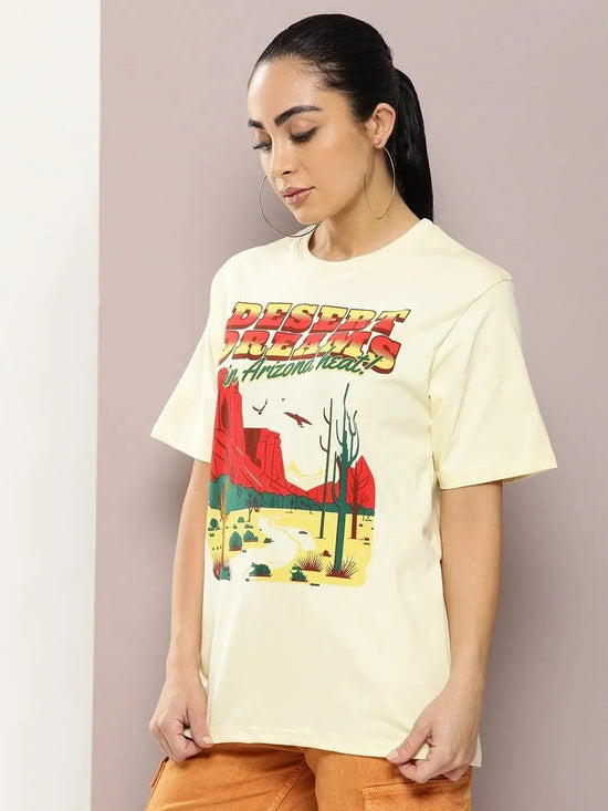 Dillinger Off White Graphic Oversized T-Shirt-WMNCR499WWHT-XS