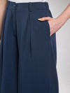 Women Blue Front Pleated Loose Fit Korean Pants