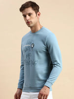 Men Blue Printed Casual Sweatshirt-BP-1435-Blue