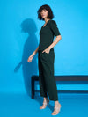 Women Emerald Square Neck Puff Sleeve Top With Tapered Pants