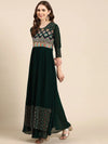 Women's Green Embellished Anarkali Kurta-SKC-1101-Green