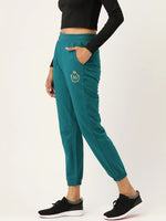 Cotton Terry Joggers in Teal