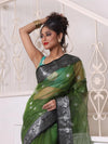 Green Muslin Saree With Zari Woven Nakshi Borders-MA62MS331980034