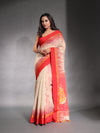 Ecru Cotton Soft Saree With Ikkat Style-MA54BCT041400019