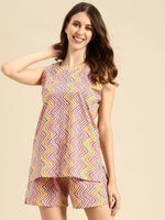 Kurti with Shorts Set in Zig Zag Print