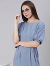 Women Blue Polka Dots A Line Dress-AE-9894-Blue