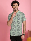 Venitian Men Mercerised Polo Neck All Over Printed Green T-Shirt With Pocket