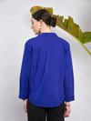 Women Royal Blue Poplin Pearl Studded Shirt